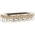 vidaXL 15 Piece Patio Dining Set with Cushions Beige Poly Rattan