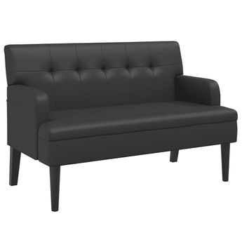 vidaXL Bench with Backrest Black 44.1x25.8x29.5" Faux Leather