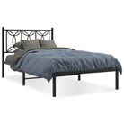 vidaXL Metal Bed Frame without Mattress with Headboard Black 39.4"x78.7"