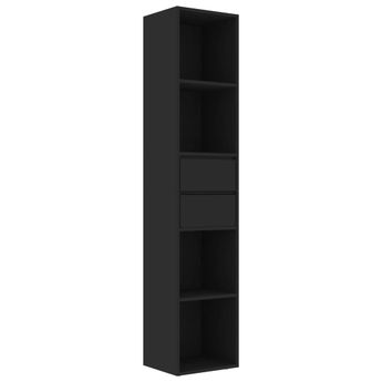 vidaXL Book Cabinet Black 14.2x11.8x67.3" Engineered Wood