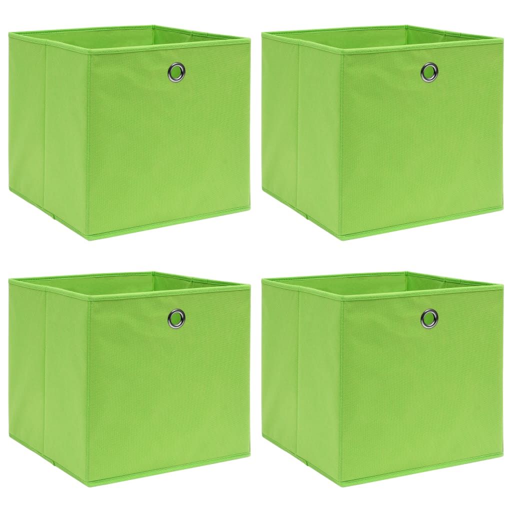 vidaXL Storage Boxes 4 pcs Green 12.6"x12.6"x12.6" Fabric