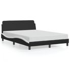 vidaXL Bed Frame "Dover" Black and White 53.9"x74.8" Faux Leather