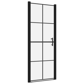 vidaXL Shower Door Tempered Glass 35.8"x76.8" Black