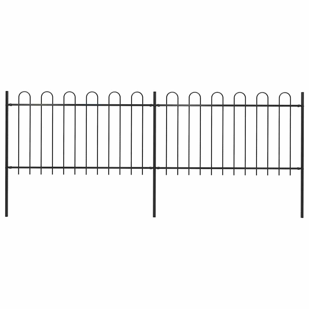 vidaXL Garden Fence with Hoop Top Steel 359x100 cm Black