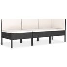 vidaXL 3 Piece Garden Lounge Set with Cushions Poly Rattan Black