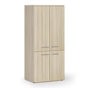 Kancelářská policová skříň PRIMO WOOD, půlené dveře, 800 x 500 x 1781 mm, dub přírodní