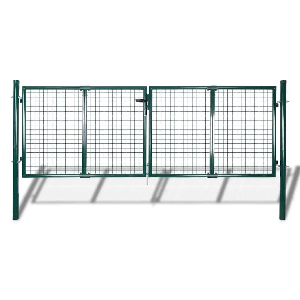 vidaXL Fence Gate Steel 118.1x39.4" Green