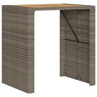 vidaXL Patio Bar Table with Acacia Wood Top Gray 41.3"x31.5"x43.3" Poly Rattan
