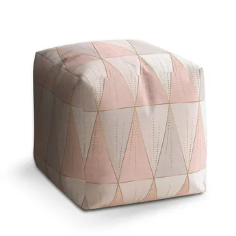Sablio Taburet Cube Růžovošedé jehlany - 50x50x50 cm