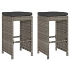 vidaXL Patio Bar Stools with Cushions 2 pcs Gray Poly Rattan
