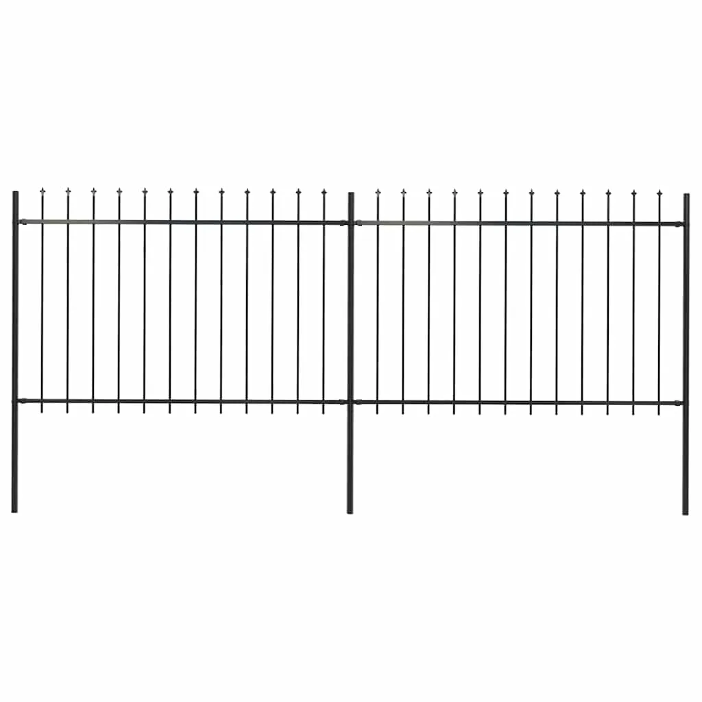 vidaXL Garden Fence with Spear Top Steel 3.4x1.2 m Black