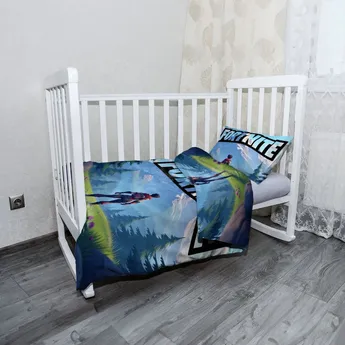 Sablio Mikroplyšové dětské povlečení do postýlky FORTNITE Horská krajina - 120x90 / 40x60