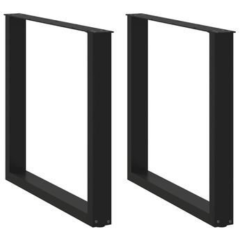 vidaXL Dining Table Legs U-Shaped 2 pcs Black 80x(72-73) cm Steel