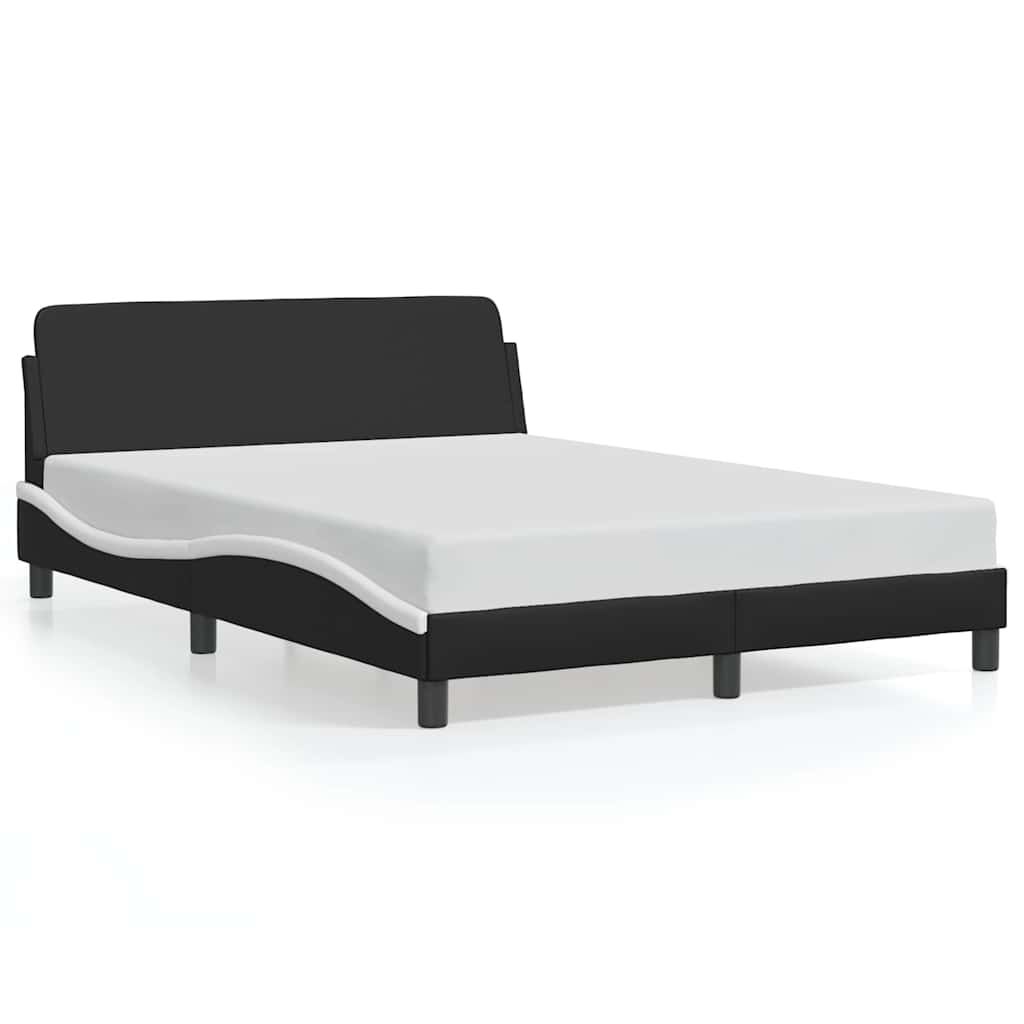 vidaXL Bed Frame "Dover" Black and White 53.9"x74.8" Faux Leather
