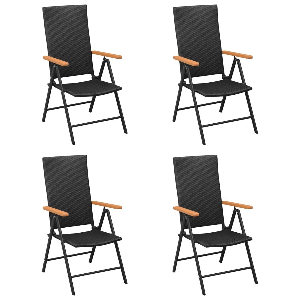 vidaXL Garden Chairs 4 pcs Poly Rattan Black