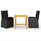 vidaXL 3 Piece Garden Dining Set Black