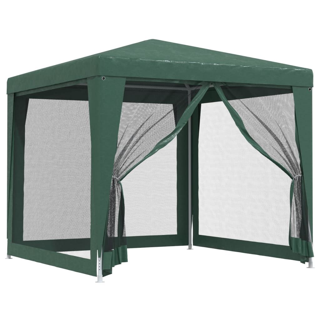 vidaXL Party Tent with 4 Mesh Sidewalls Green 8.2'x8.2' HDPE