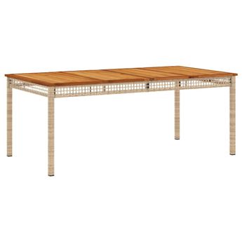 vidaXL Patio Table Beige 70.9"x35.4"x29.5" Poly Rattan Acacia Wood