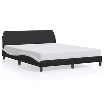 vidaXL Bed Frame "Dover" Black and White 59.8"x79.9" Faux Leather