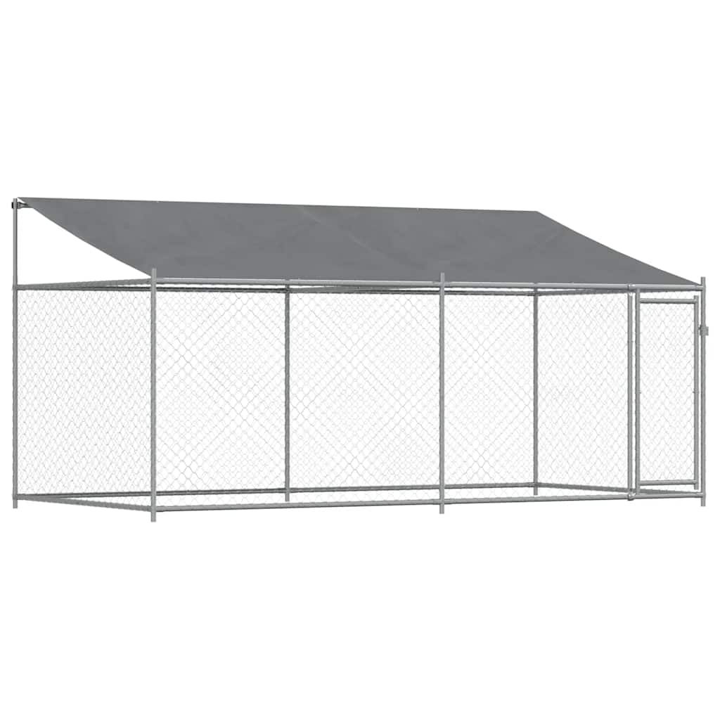 vidaXL Dog Cage with Roof and Door Gray 13.1'x6.6'x6.6' Galvanized Steel
