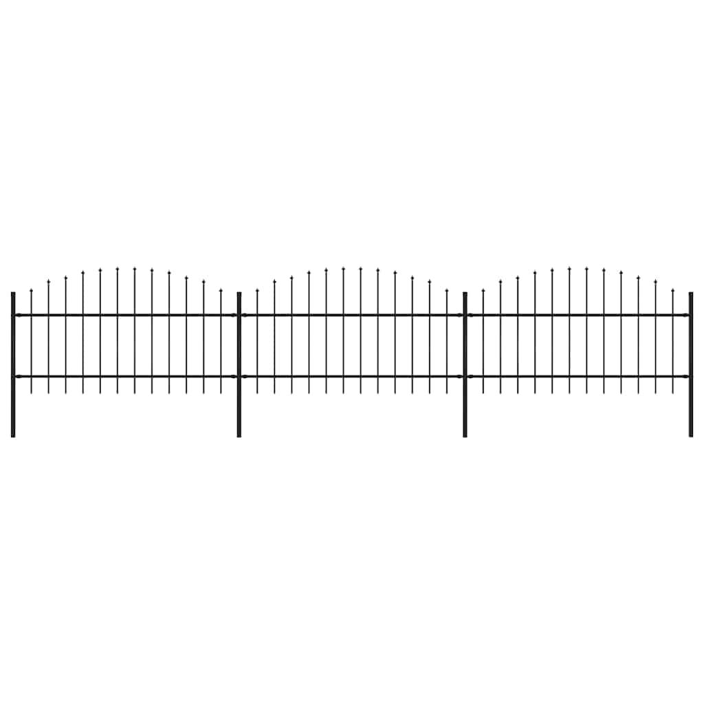 vidaXL Garden Fence with Spear Top Steel 537x125 cm Black