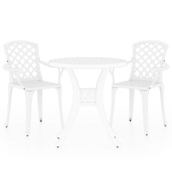 vidaXL 3 Piece Bistro Set Cast Aluminum White