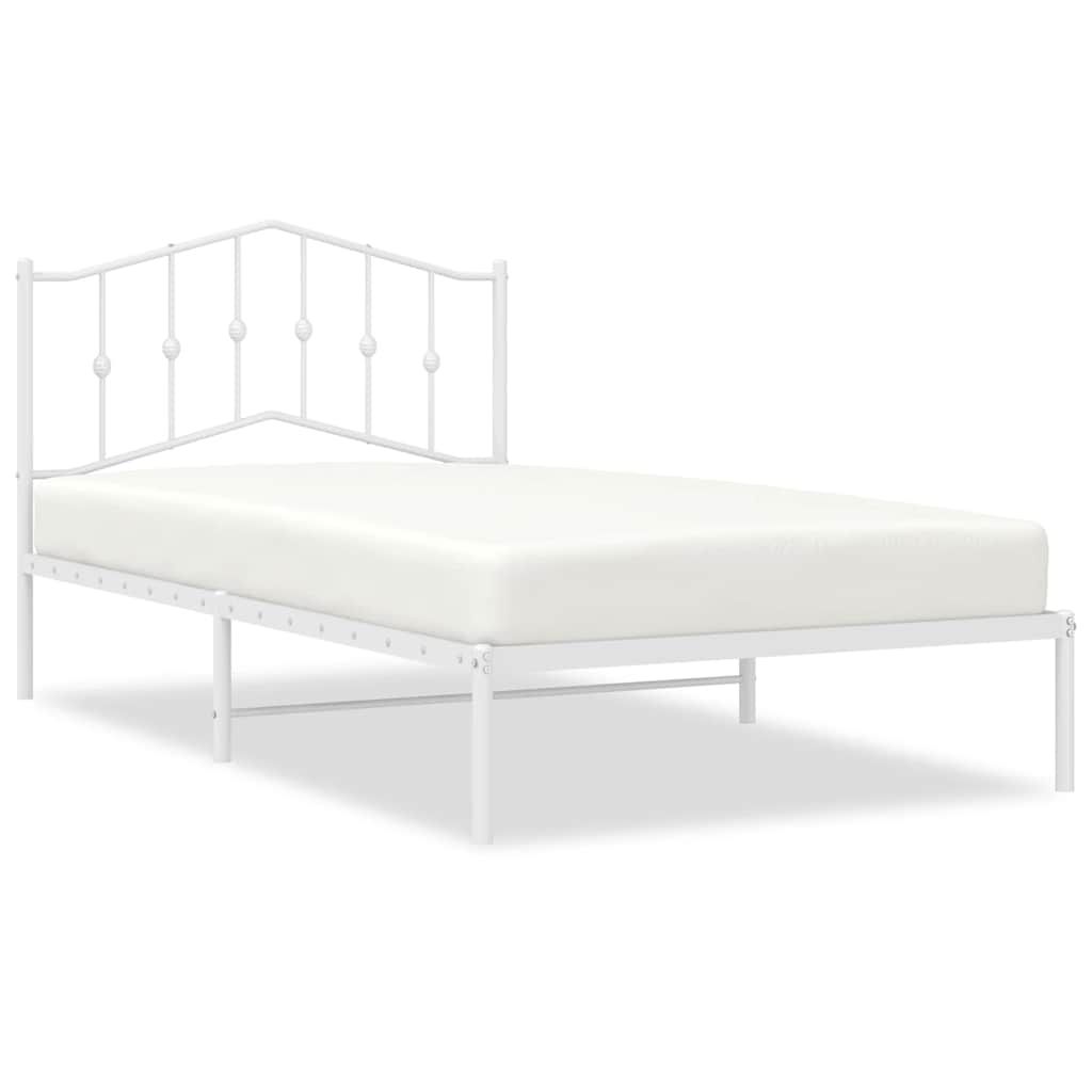 vidaXL Metal Bed Frame without Mattress with Headboard White 100x200cm