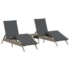 vidaXL Sun Loungers 2 pcs with Table Gray Poly Rattan