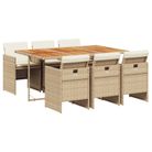 vidaXL 7 Piece Patio Dining Set with Cushions Beige Poly Rattan