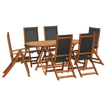 vidaXL 7 Piece Patio Dining Set Solid Acacia Wood