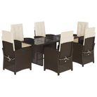 vidaXL 7 Piece Garden Dining Set with Cushions Brown Poly Rattan