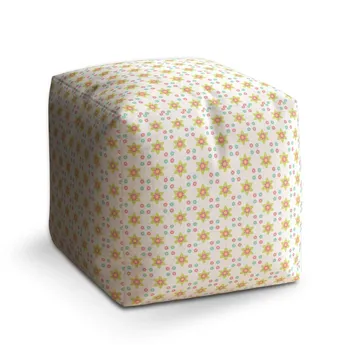 Sablio Taburet Cube Barevné kytičky - 50x50x50 cm