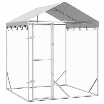 vidaXL Outdoor Dog Kennel with Roof Silver 2x2x2.5 m Galvanised Steel