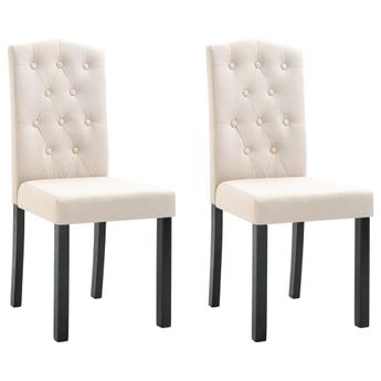 vidaXL Dining Chairs 2 pcs Cream Fabric