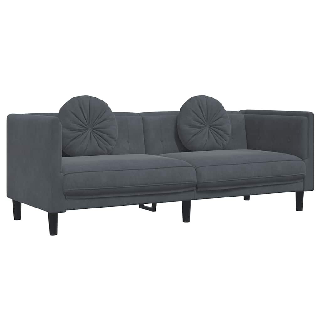 vidaXL Sofa with Cushions 3-Seater Dark Gray Velvet