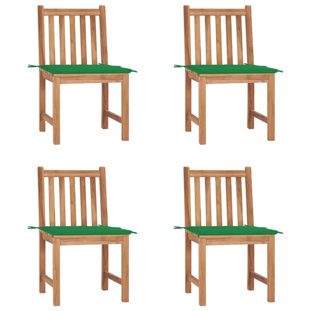 vidaXL Patio Chairs 4 pcs with Cushions Solid Teak Wood