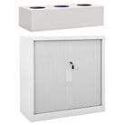 vidaXL Sliding Door Cabinet with Planter Box Gray 35.4"x15.7"x44.5" Steel
