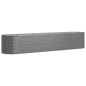 vidaXL Garden Raised Bed Galvanised Steel 368x80x68 cm Grey