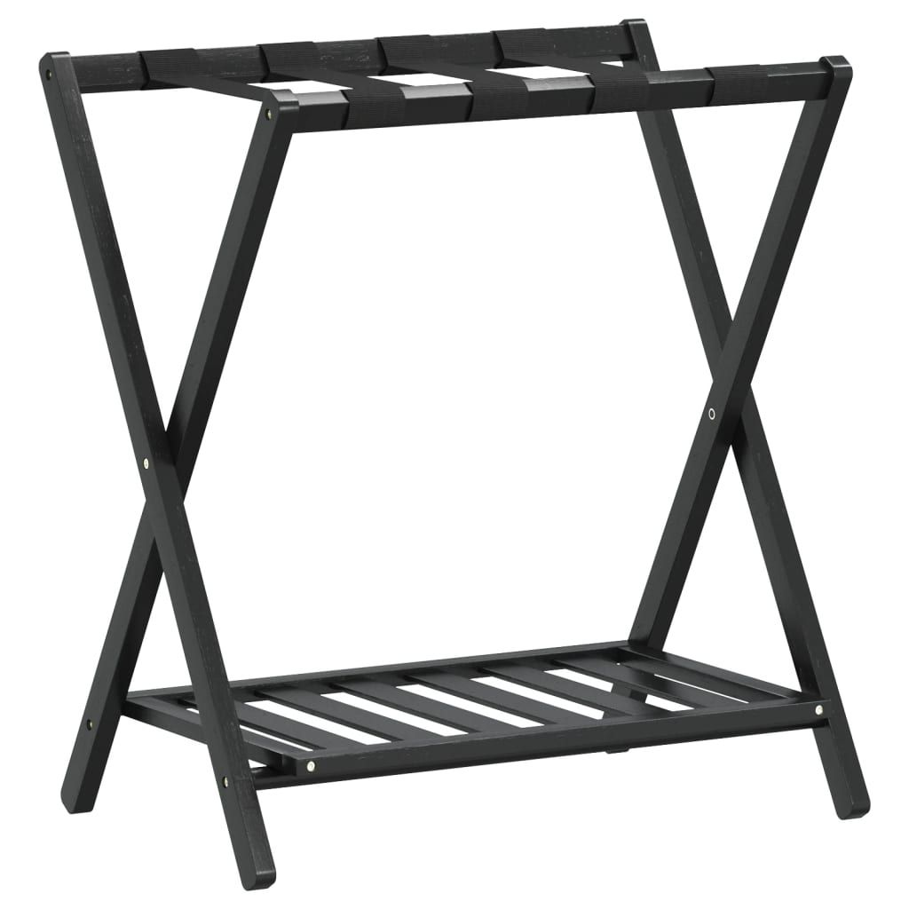 vidaXL Luggage Rack Black 26.8"x15"x22.8" Bamboo