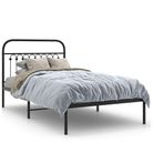 vidaXL Metal Bed Frame without Mattress with Headboard Black 39.4"x78.7"