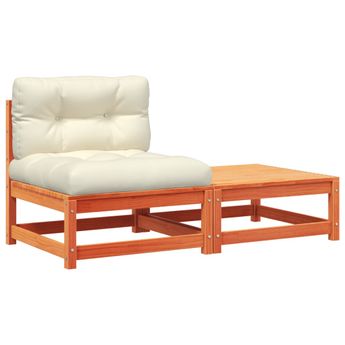 vidaXL Garden Sofa Armless with Cushions and Footstool