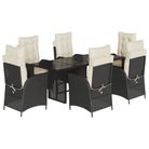 vidaXL 7 Piece Garden Dining Set with Cushions Black Poly Rattan