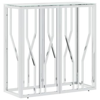 vidaXL Console Table 27.6"x11.8"x27.6" Stainless Steel and Glass
