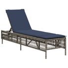 vidaXL Sun Lounger with Cushion Grey Poly Rattan