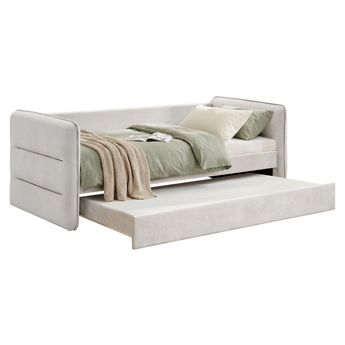 Rozkládací postel, šedobéžová, TRINIA
