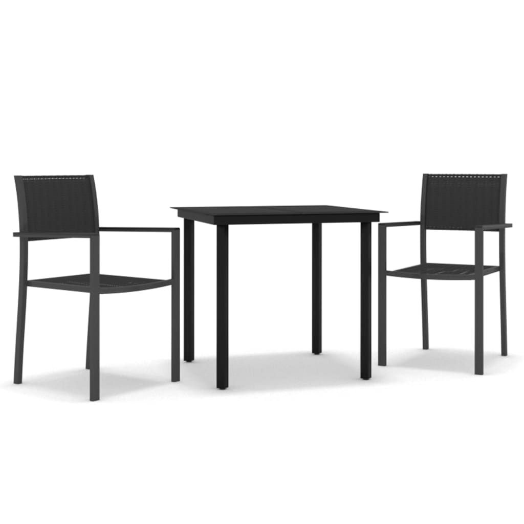 vidaXL 3 Piece Patio Dining Set Black
