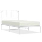 vidaXL Metal Bed Frame without Mattress with Headboard White 39.4"x78.7"