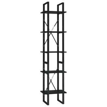 vidaXL 5-Tier Book Cabinet Black 15.7"x11.8"x68.9" Engineered Wood