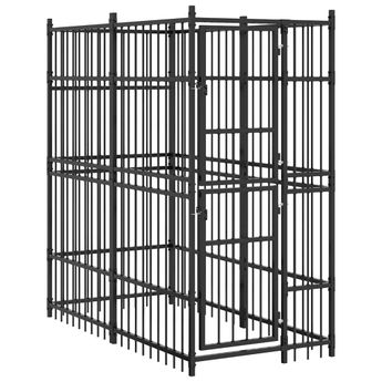 vidaXL Outdoor Dog Kennel Steel 1.84 m²