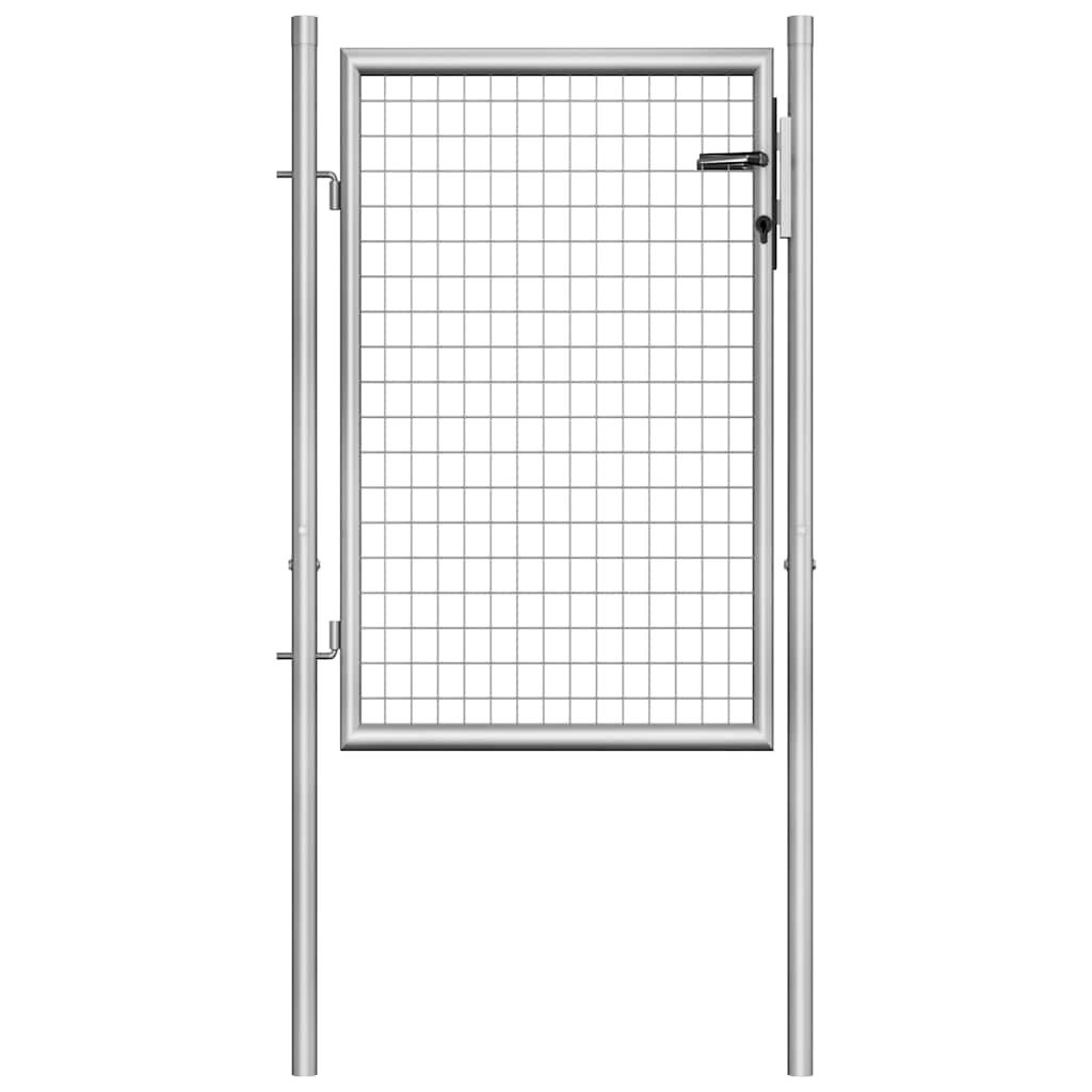 vidaXL Garden Gate Galvanised Steel 39.4x39.4" Silver